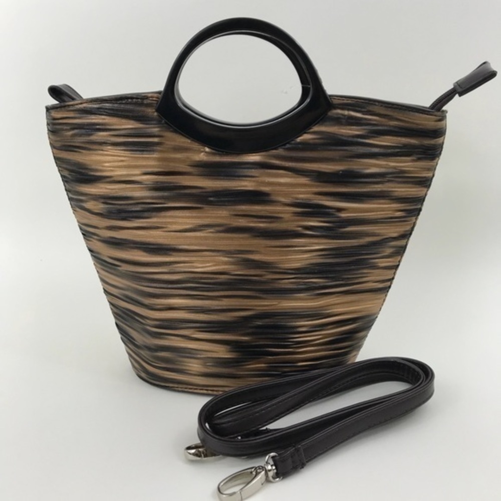 BellaKiara Black/brown PU handbag with detachable strap